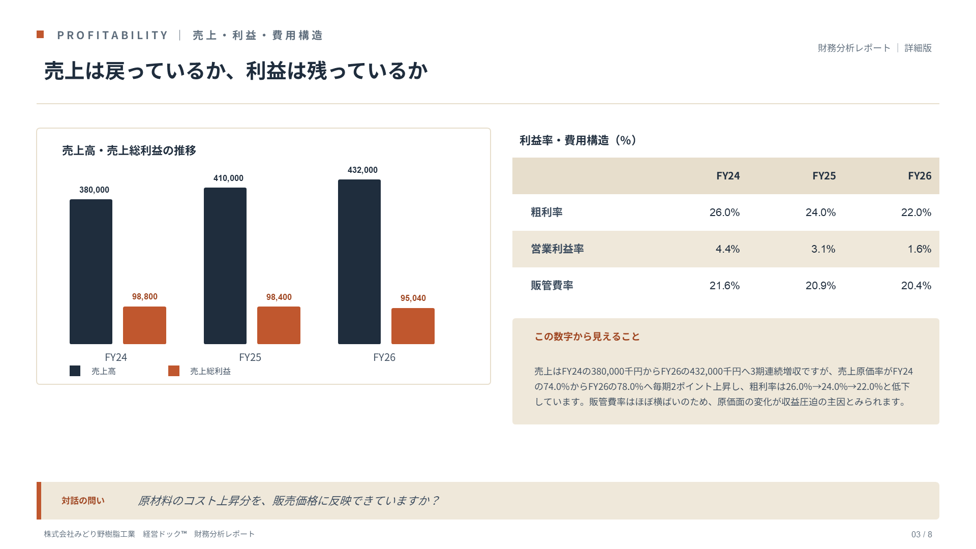 財務分析レポート サンプル 3ページ