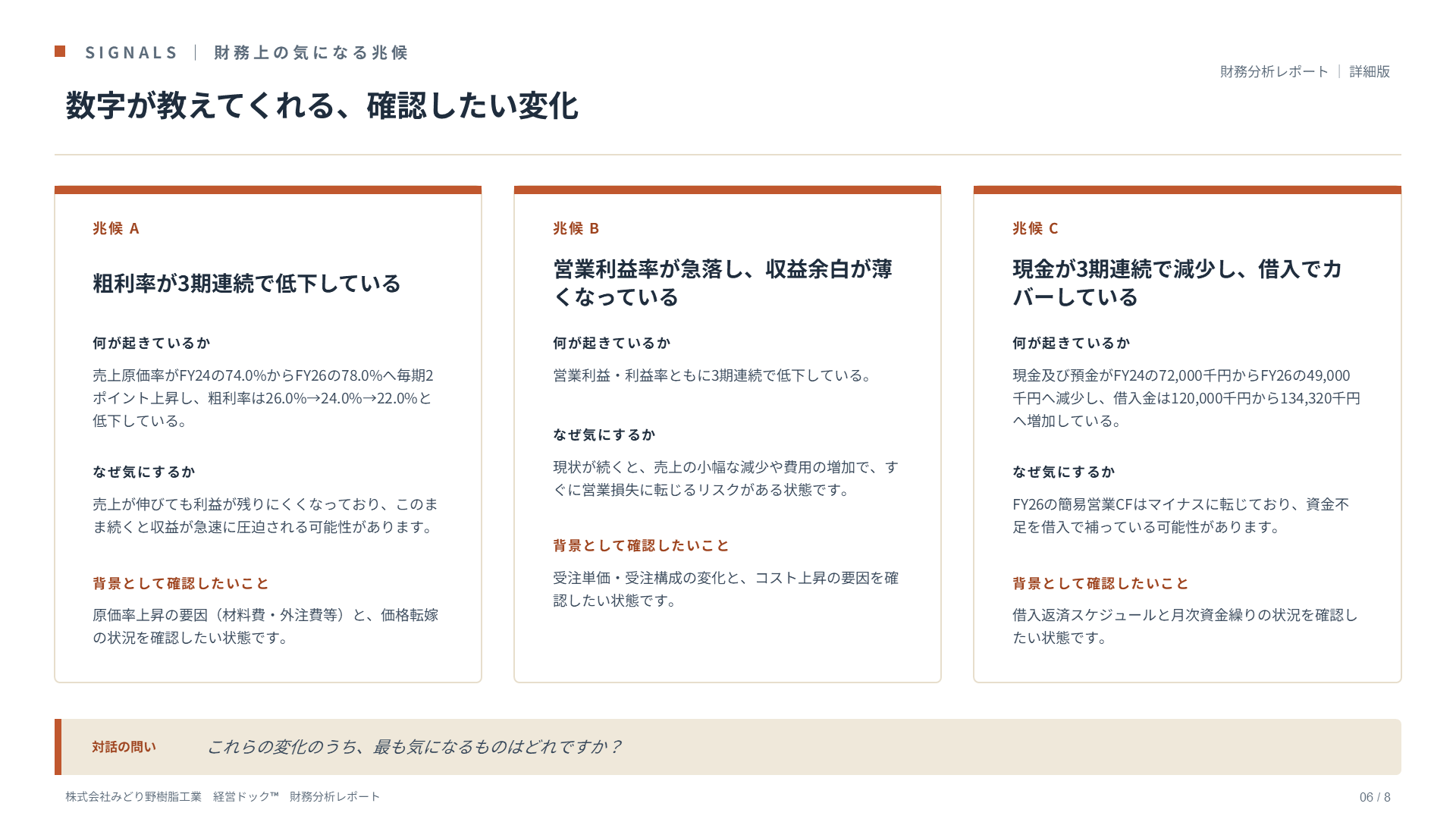 財務分析レポート サンプル 6ページ