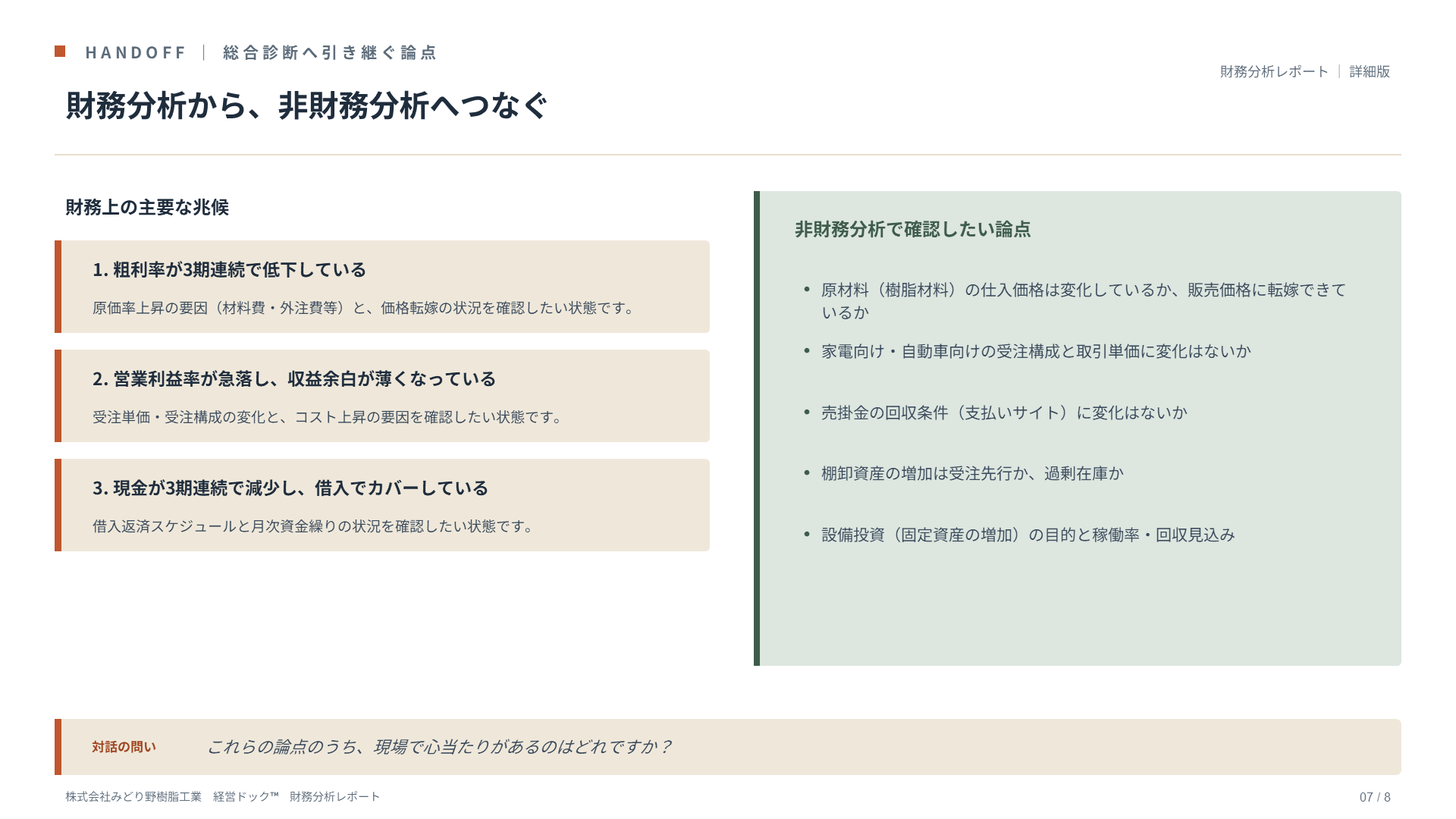 財務分析レポート サンプル 7ページ