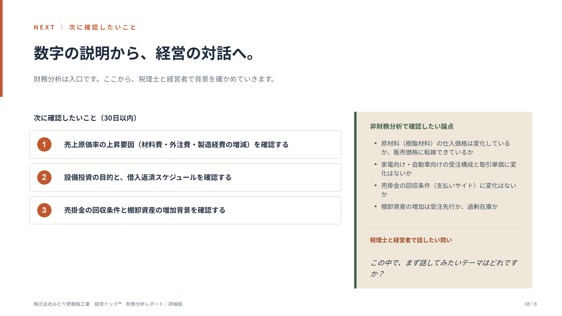 財務分析レポート サンプル 8ページ